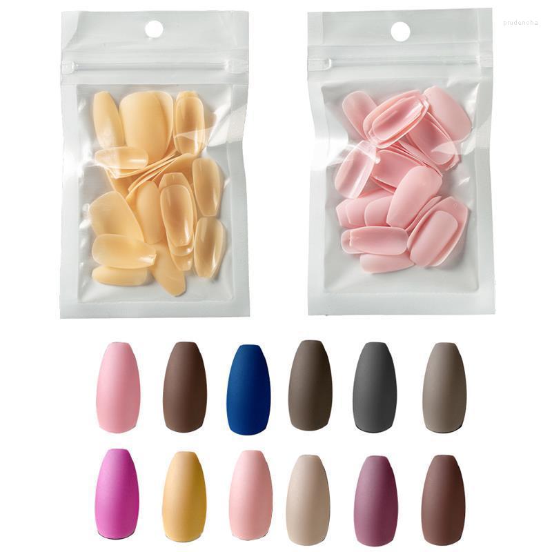 

False Nails 24pcs/bag Frosted Short Manicure Ballet Solid Color Craftsmanship Faake Nail Decoration Press On Prud22, 01