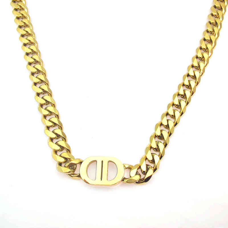 

Pendant Korea Hot Selling Thick Chain CD Stainls Steel Necklace 18K Gold Pig Nose DD Fashion Necklace for Women Cross-border Popular Luxury