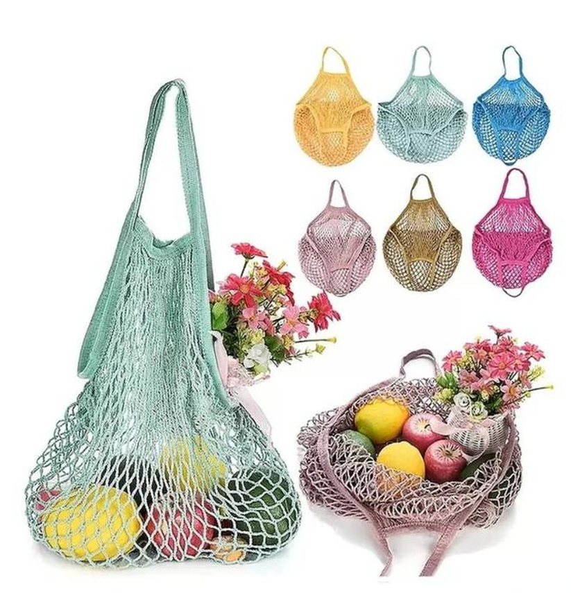

Cotton Mesh Net String Shopping Bag Reusable Foldable Fruit Storage Handbag Totes Women Shopping Mesh Net Grocery Tote Bag sxjun7