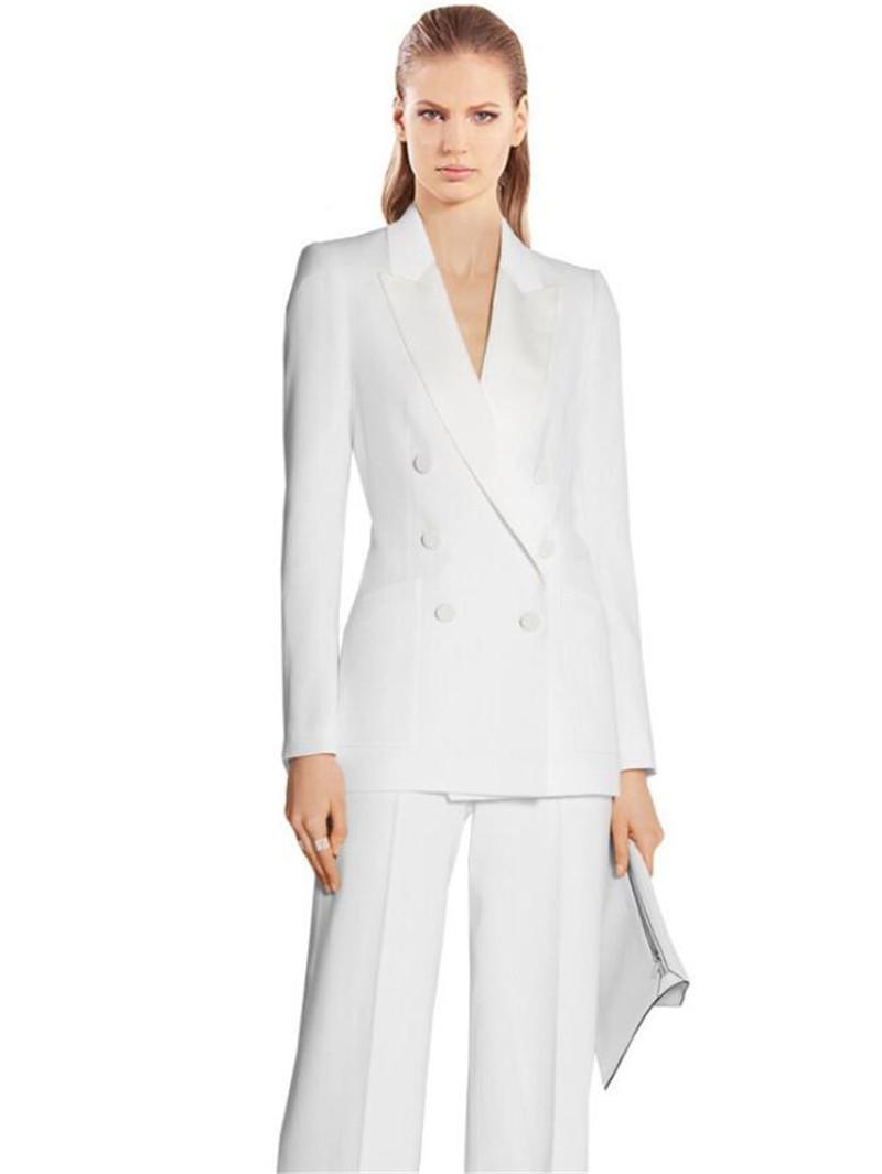

Women' Two Piece Pants White Women Business PantSuits 2 Formal Professional Elegant Office Uniform Style Ladies Work Wear SuitsWomen, 014