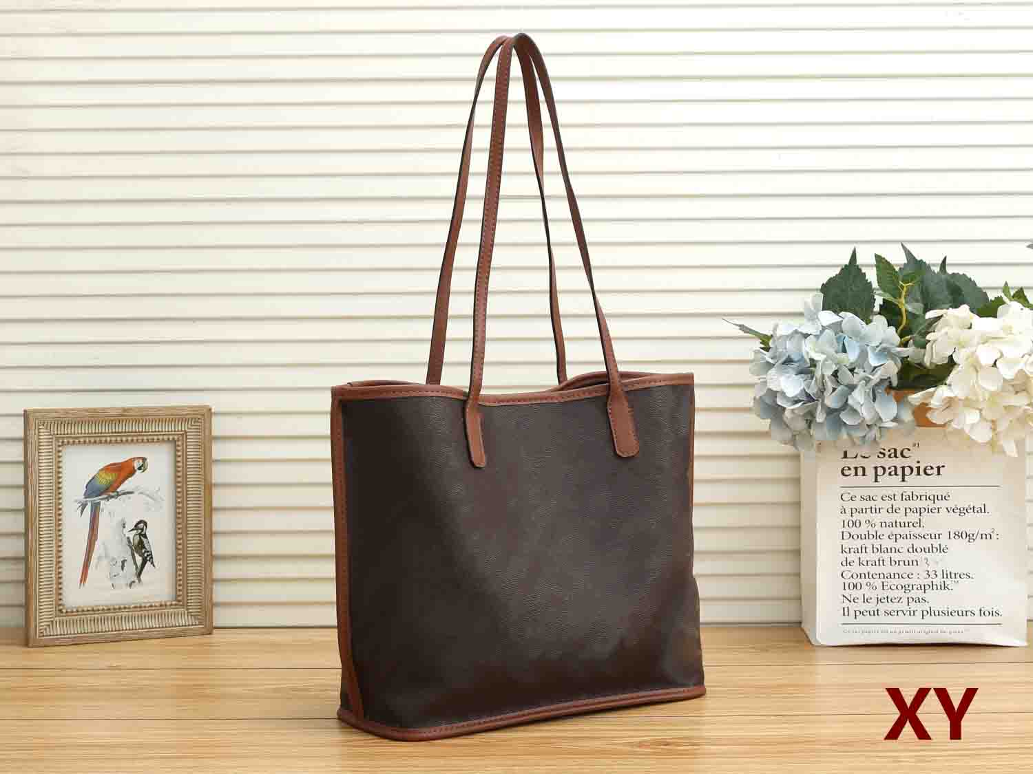 

women's designers Luxury Famous shoulder bag totes purse handbag message bags cluth top quality brand classic Crossbody PU Lady #018 wallet 43CM 3pcs 1set FREGTRSH, Chocolate
