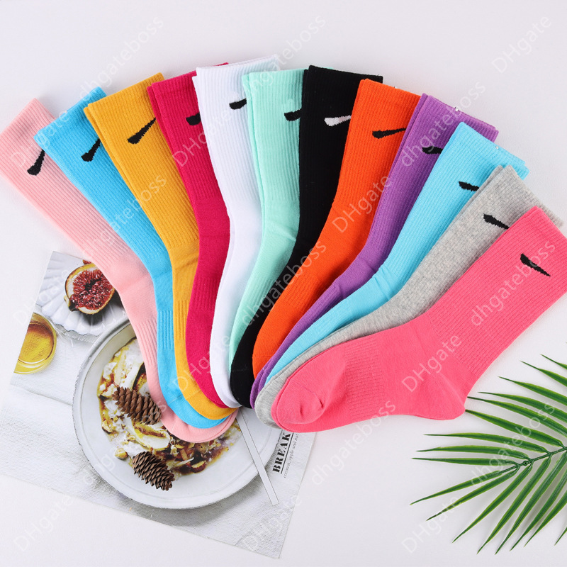 

Fashion Mid-tube Women Pure Color Cotton Hook Pattern Sport Socks Breathable Summer Gyaru Ins Tide Sock Calcetines, B5