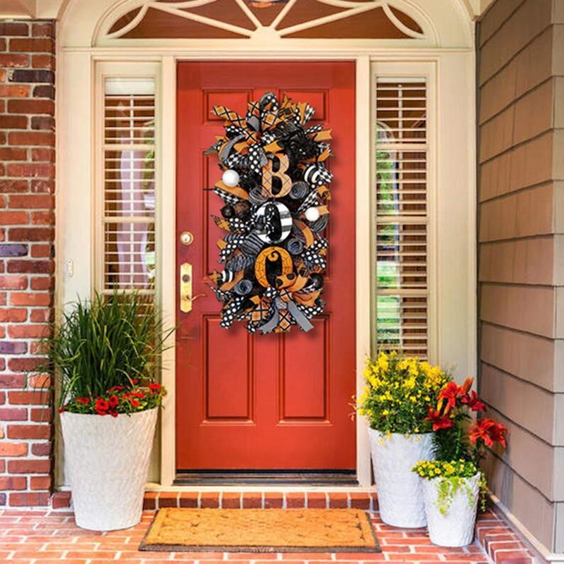 

Decorative Flowers & Wreaths Christmas Halloween Garland Door Hanging Flower Ghost Festival Doorplate Garden Decoration Pendant Wall Window, Garland 40x20cm