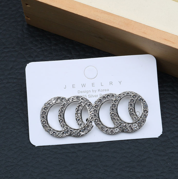 

Mixed Simple 18K Gold Plated 925 Silver Luxury Letters Stud Brand Designers Geometric Women Round Crystal Rhinestone Earring Wedding Party Jewelry