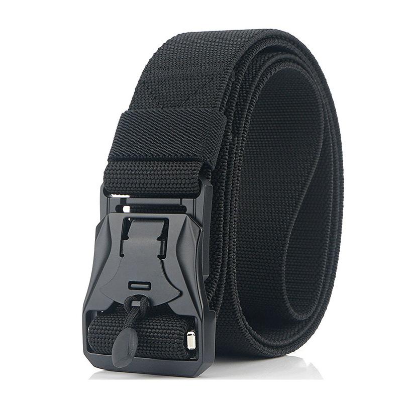 

Belts Military Nylon Tactical Belt Unisex Solid Alloy Magnetic Buckle Quick Unlock Special Service Men Women Knitted AE194Belts, Black