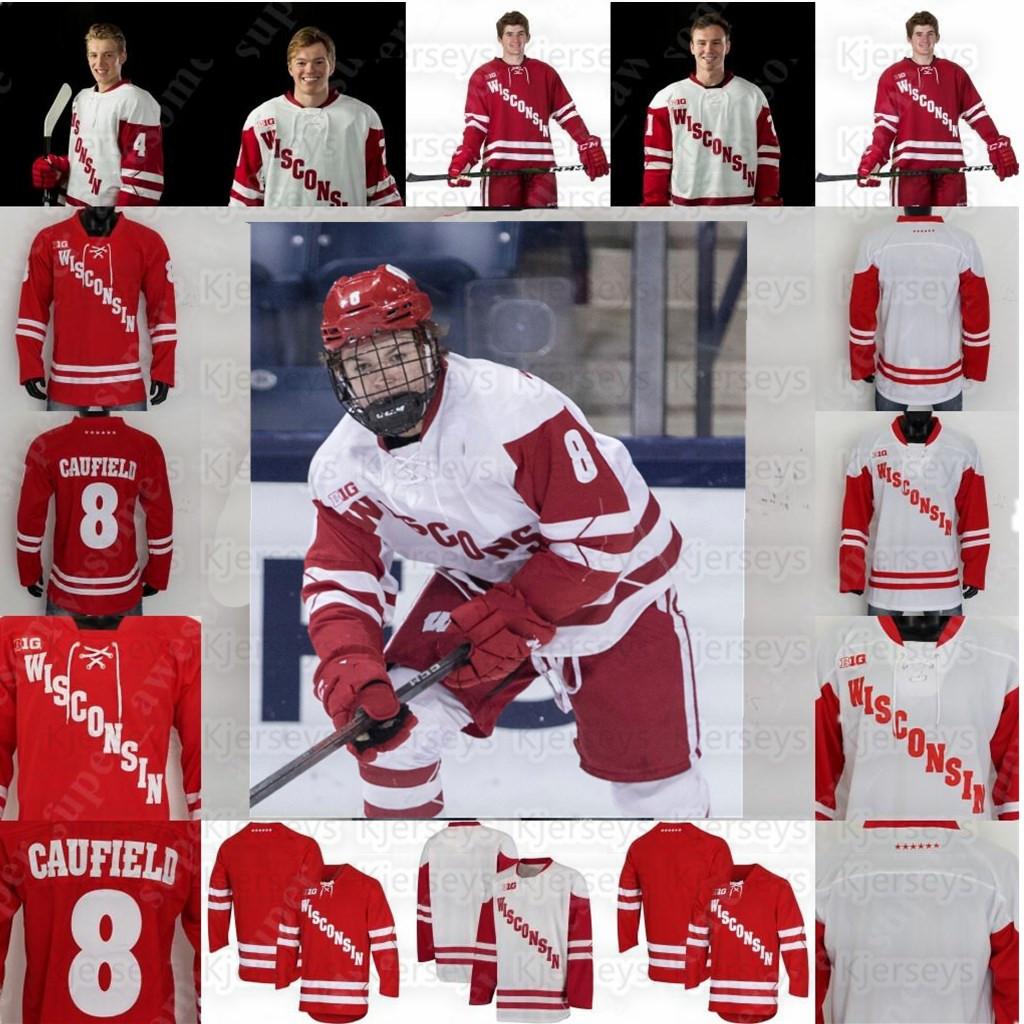 

Wisconsin Badgers Hockey Jersey Cole Caufield Robbie Beydoun Linus Weissbach Dylan Holloway Ty Pelton-Byce Roman Ahcan Cameron Rowe Ty Ember, Red