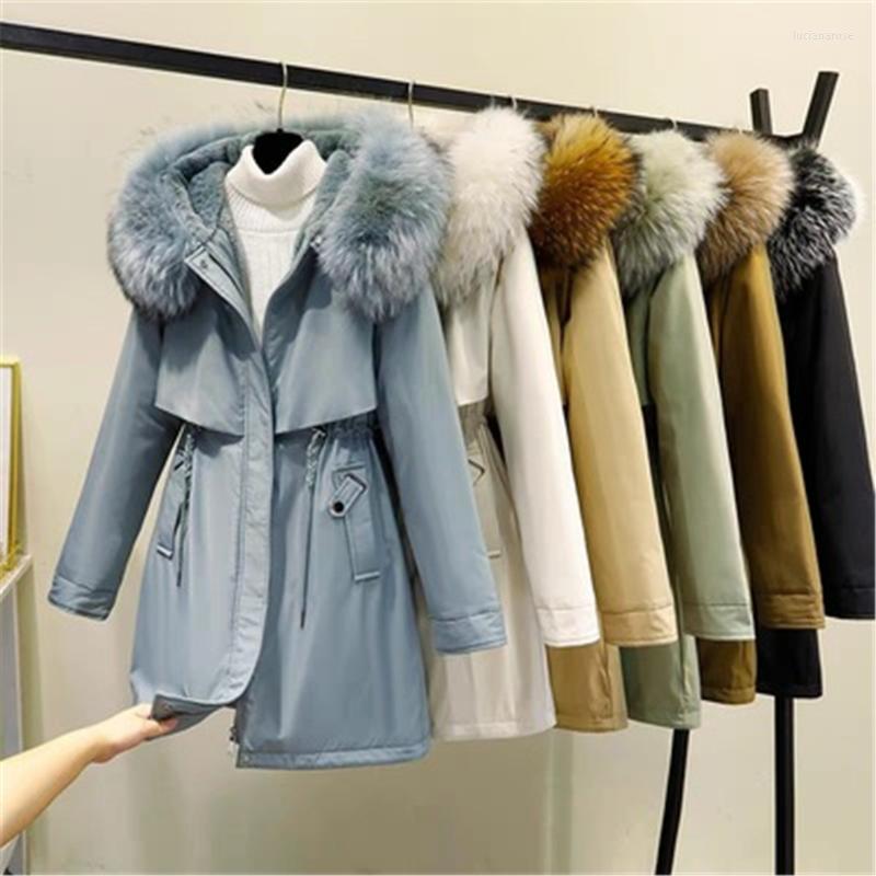 

Women's Down & Parkas Plus Size Hooded Fur Long Parka Women 2022 Slim Casual Black Warm Coat Female Cotton Padded Winter Jacket Ladies PZ399