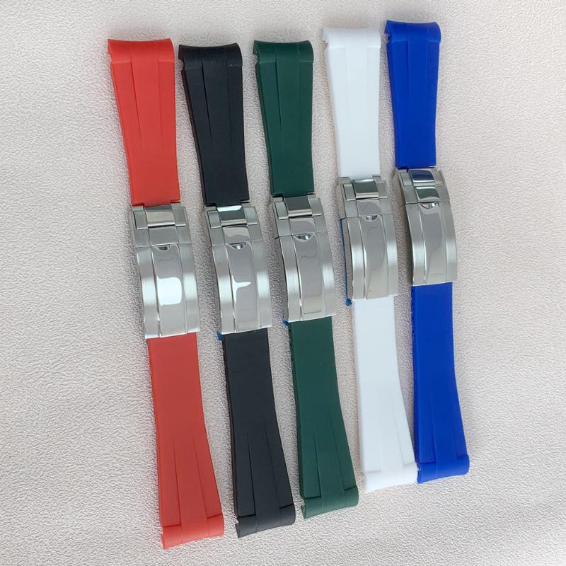 

Repair Tools & Kits Watch Accessories Rubber Non-luminous Strap 20MM*18MM Stainless Steel Single Folding Clasp Silver GW83