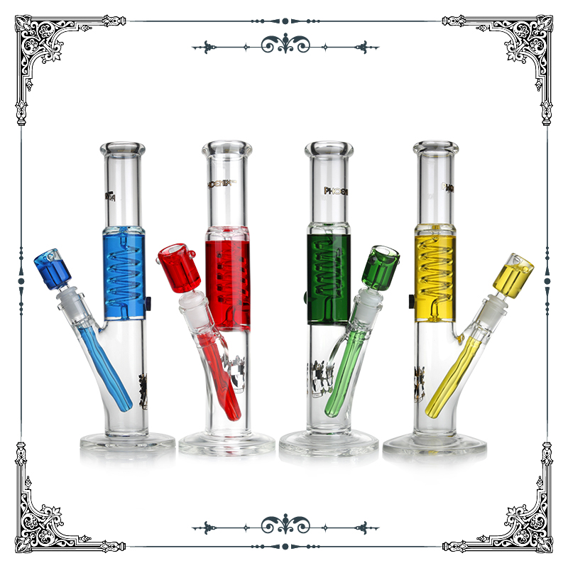 

freezable glycerin Coil Recycler Glass Bong Hookah Water Smoking Pipe Percolator Dab Oil Burner Rig Condenser Filter Hookahs straight bongs