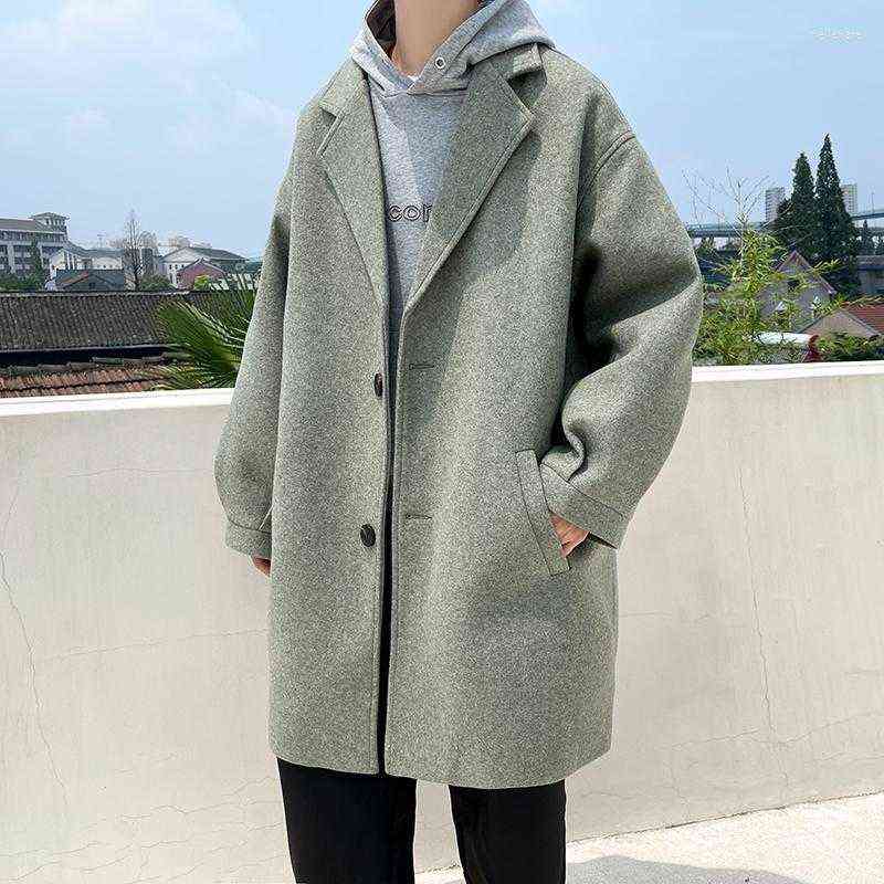 

Men's Wool & Blends Korean-style Fashion Autumn Winter Trenchcoat 2022 Woolen Jacket Coat Harajuku Mens Oversized Overcoat Male Streetwear J T220810, Apricot
