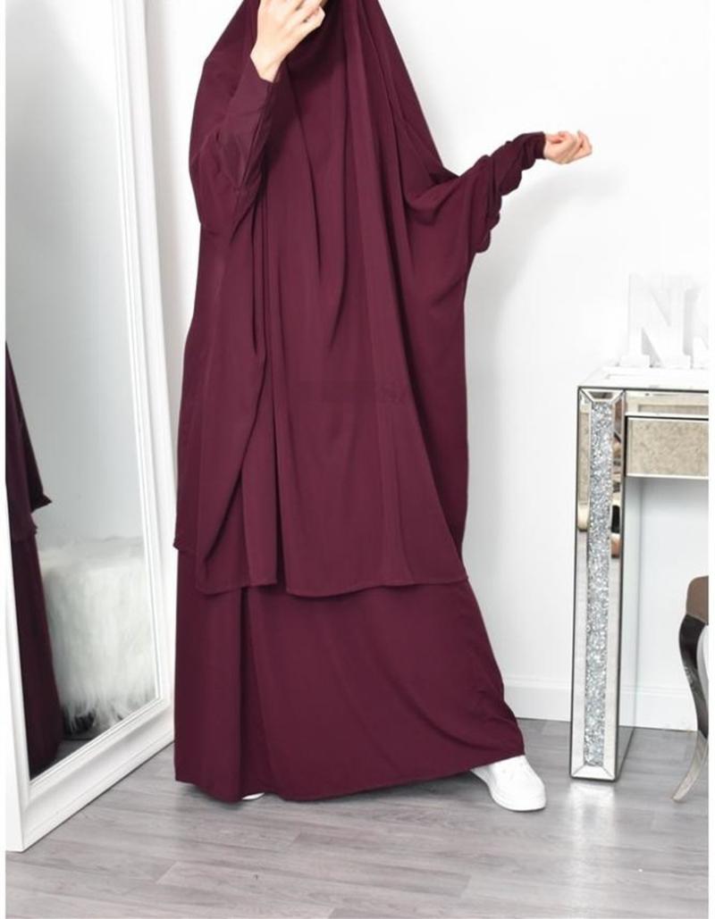 

Ethnic Clothing Jilbab Abaya Women Khimar Prayer 2 Piece Set Hijab Dress Muslim Islamic Ramadan Long Robe Tops And Skirt Women's AbayasE