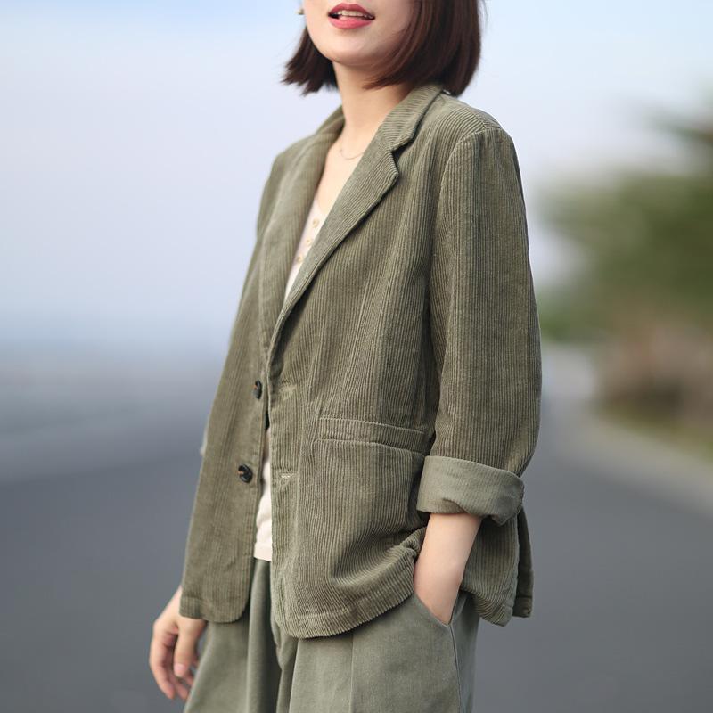 Women's Suits & Blazers Spring Autumn Arts Style Women Long Sleeve Loose Casual Coat Cotton Corduroy Vintage Solid Blazer Femme Brazer S900W