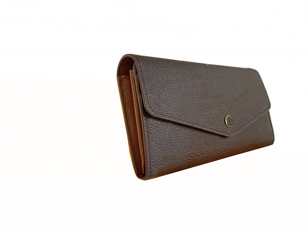 

Designer Leather Folding Wallet Cute Coin Purse Ladies Credit Card Holder Top Quality, 60531#brown print #interior natural