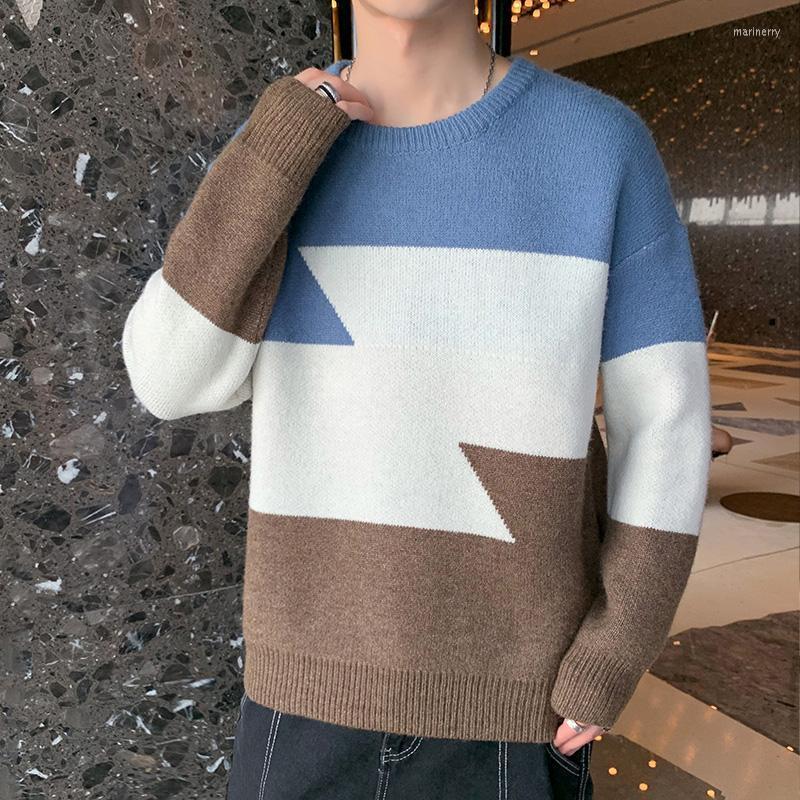 

Men's Sweaters Brand Fashion Men Style Male Patchwork Knitted Pullovers Long Sleeve Spring Autumn Clothing Size -3XL Mari22, Orange