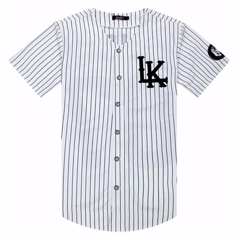 

07 baseball uniform T-shirt fashion hip hop baseball T shirt jersey men's clothing women's clothes tyga final king costume 220407, White