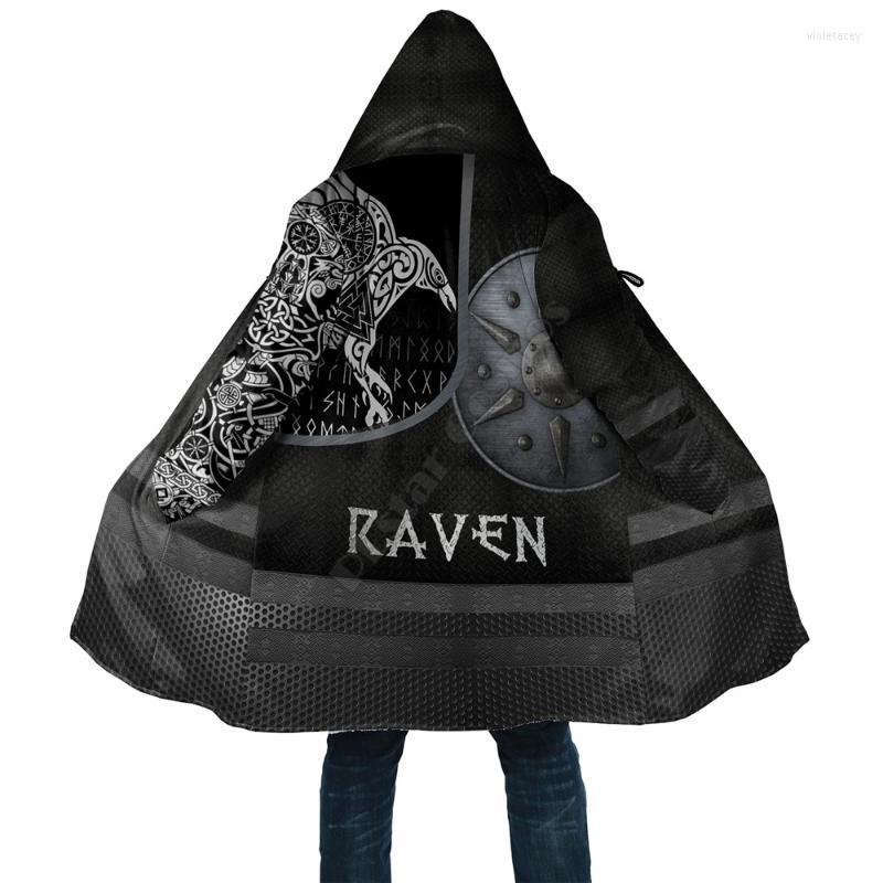 

Men' Wool & Blends Viking Style Cloak Armor Raven Tattoo 3D Printed Hoodie Men Women Winter Fleece Wind Breaker Warm Viol22
