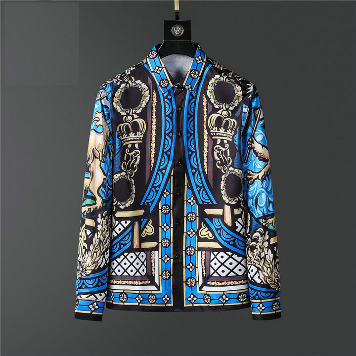 

2022 Luxury Designer Fashion Men's Shirts Long Sleeve Print Silky Business Casual Brand Spring Slim Fit Shirts M-3XL#03, Multi