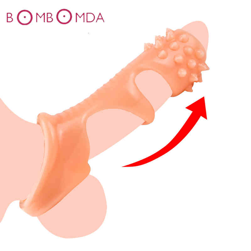 Massager Sexy Toyssoft Men Delay Lock Sperm Fine Male Penis Sleeve Extender Erection Enhancer Dick Cock Ring Sex Toys Intimate Goods-image-768872648