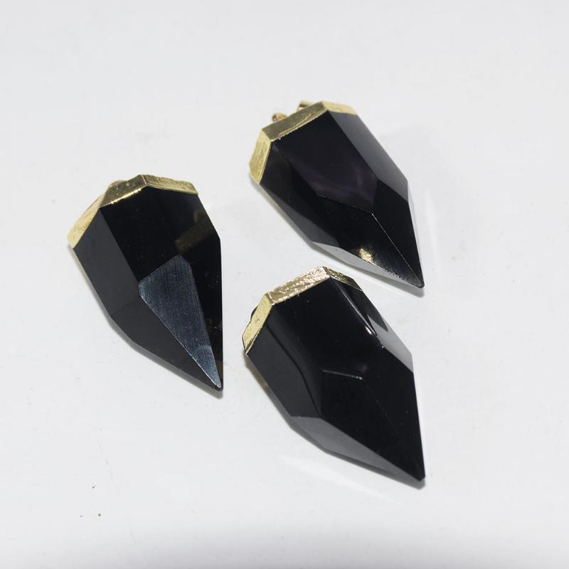 

Pendant Necklaces Fashion Jewelry Big Black Gem Stone Homme 2022 Face Gold Cap Natural Obsidian Necklace Pendants For Men As GiftsPendant Ne