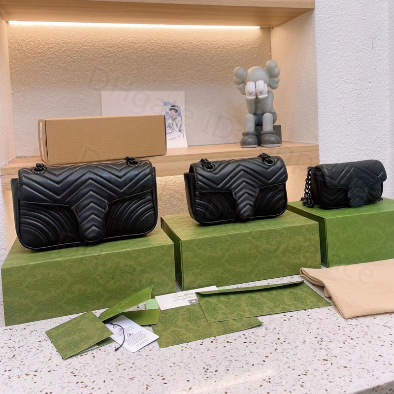 

Pretty Designer Marmont Bags Handbag Classic 3 Size Cross body Real Genuine Tote bag Leather 3A Quality Women Fashion GGs Bag Handbags Clutch Purse Black Female Lady, Blue-with logo