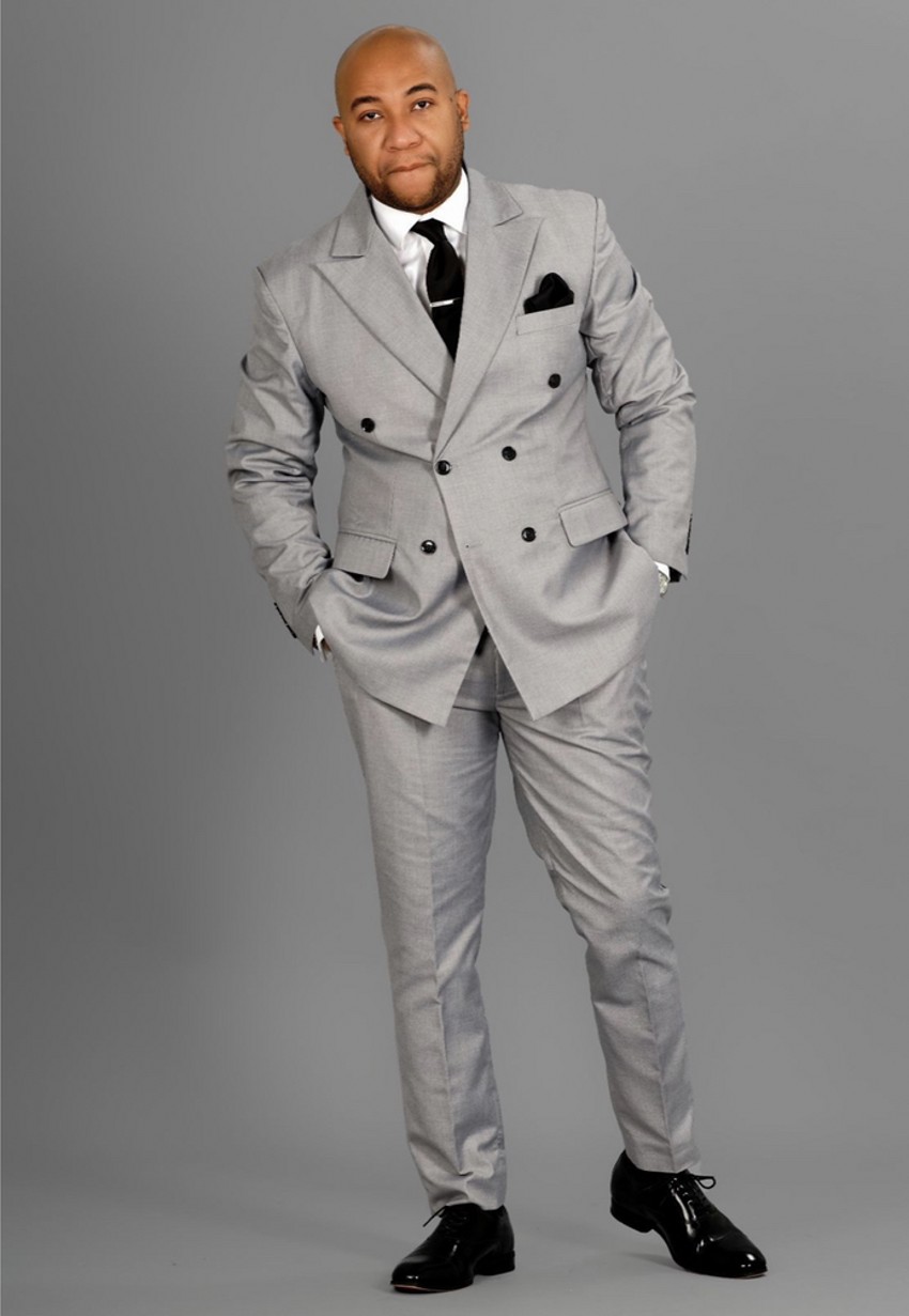 

Fashion Light Grey Mens Wedding Tuxedos Double-Breasted Groom Groomsmen Tuxedos Popular Man Blazers Jacket Excellent 2 Piece Suit(Jacket+Pants+Tie) 08, Same as image
