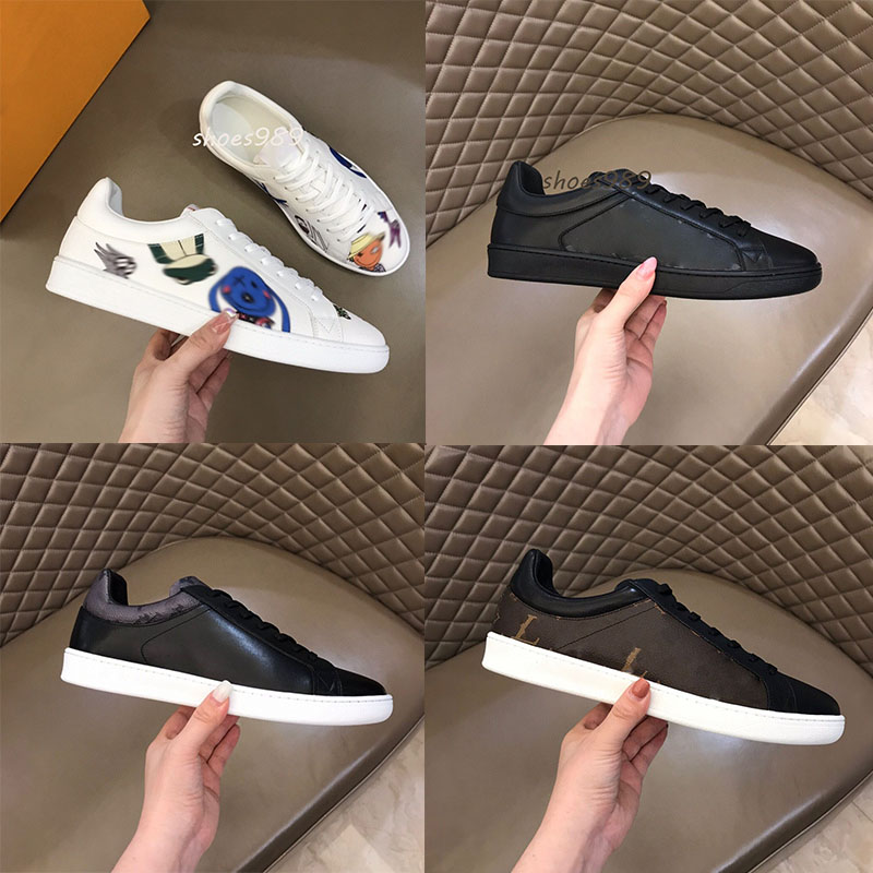 

top quality Casual Shoes Italian luxury Mens flat designer shoes Black and white printed sneakers Transparent rubber outsole leather calfskin classic walking size, Beige