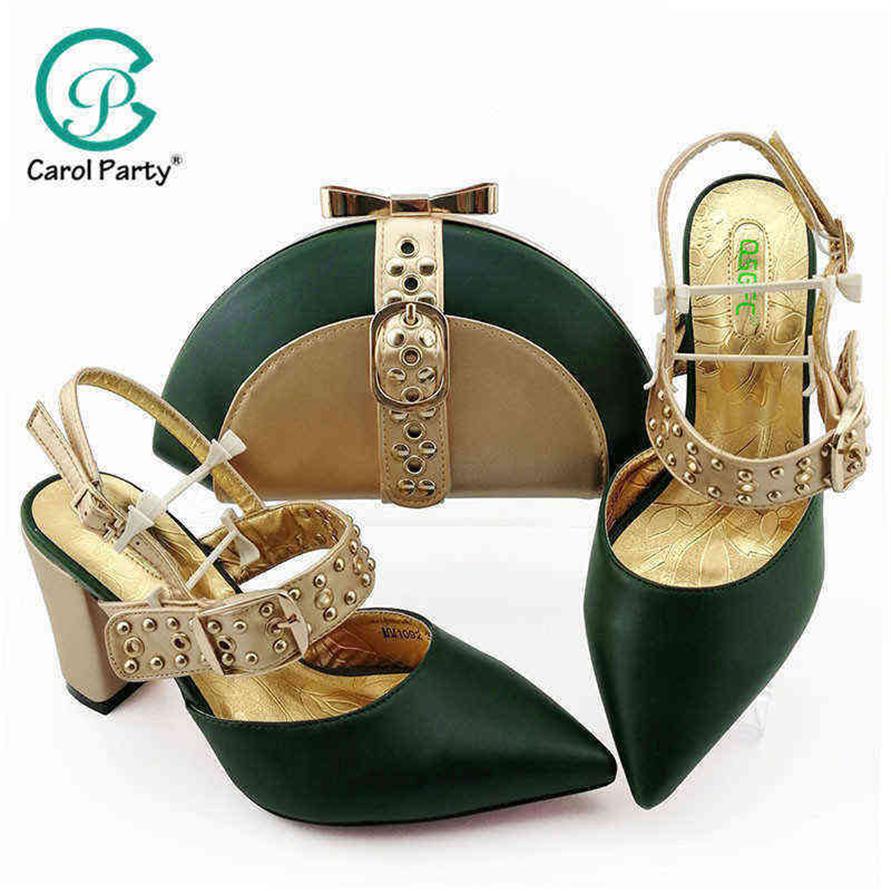 

High Quality Green Color African Designer Shoes and Bag Set to Match Italian Design Party with Matching Bags 220516279q, Magenta