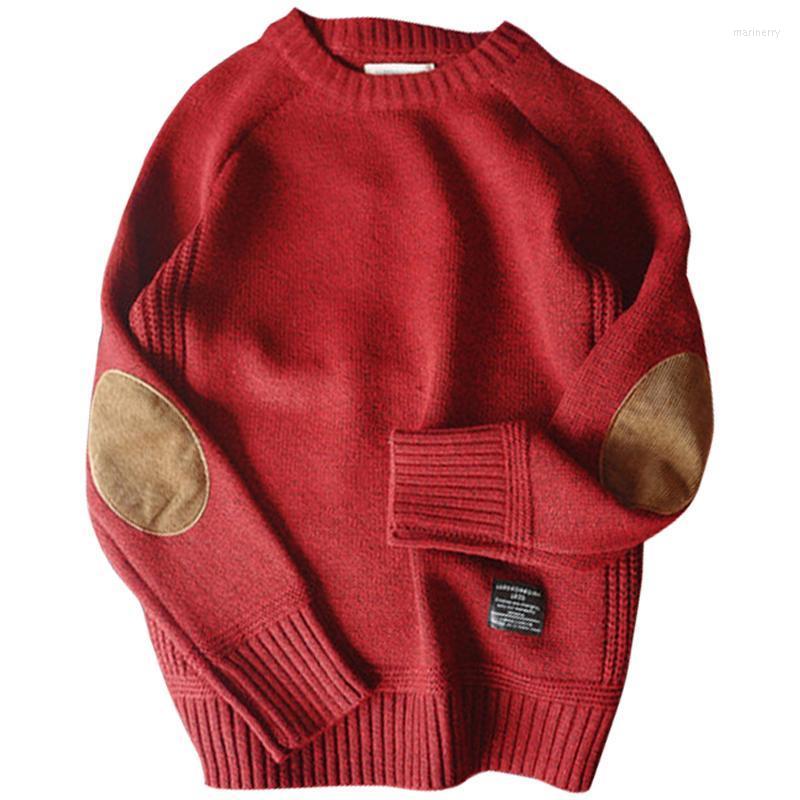 

Men's Sweaters Atumn Men O Neck Sweater Fashion Patch Designs Knitted Male Harajuku Streetwear Causal Pullovers Plus Size 5XLMen's Mari22, Red