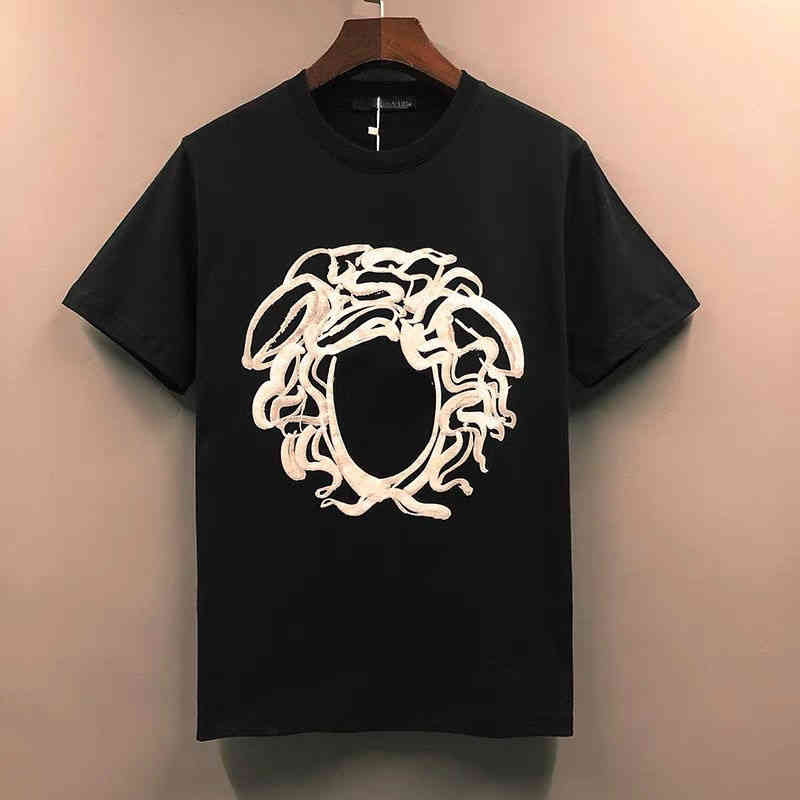 Hot Selling Cotton t Shirt Trendy Brand Vers Classic Medusa Graffiti Print Short Sleeve T-shirt Casual Round Neck Shirts Fashion Men's Loose
