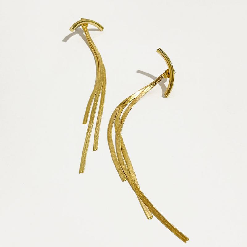 

Dangle & Chandelier Peri'sBox Bar Long Thread Tassel Earrings Glossy Arc Geometric For Women Gold/Silver Color Statement 2022