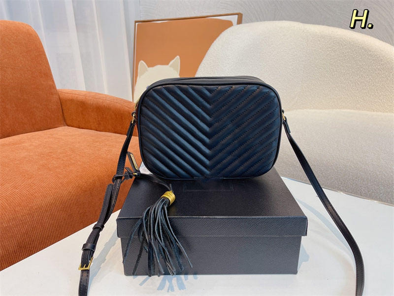 

Good Quality Small Leather Bags With Tassel Luxury Women Black Lou Shoulder Bag Messenger Handbags Lady Quilted Buffed Calfskin Camera Handbag Size 23cm*7cm*17cm, Extra shipping cost