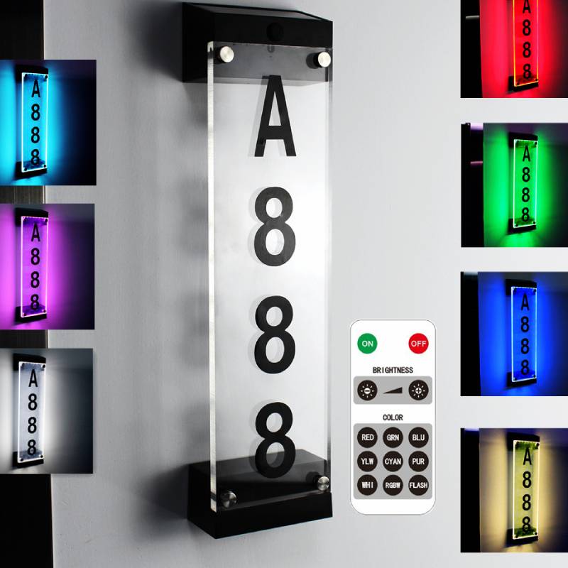 

Solar House Number Lamp Colorful changeable warm+white Doorplate Lights Wall Mount ground insert Lawn Light