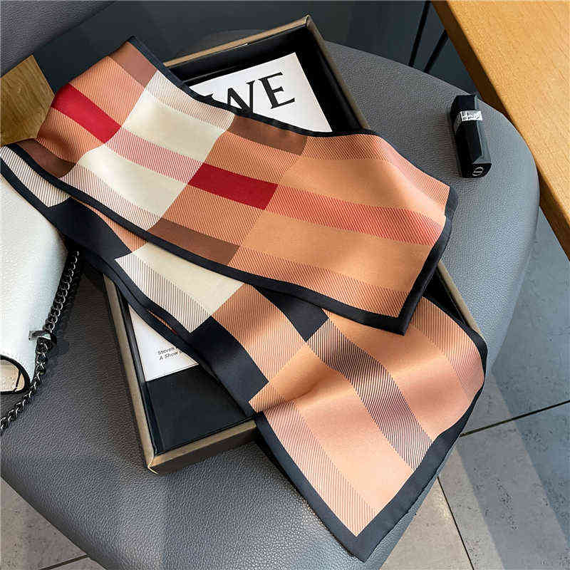 

Luxury Long Skinny Satin Silk Scarf for Women Hair Bands Neck Tie Belt Headband Lady Wraps Foulard Headkerchief Bandana 2022 Y220812