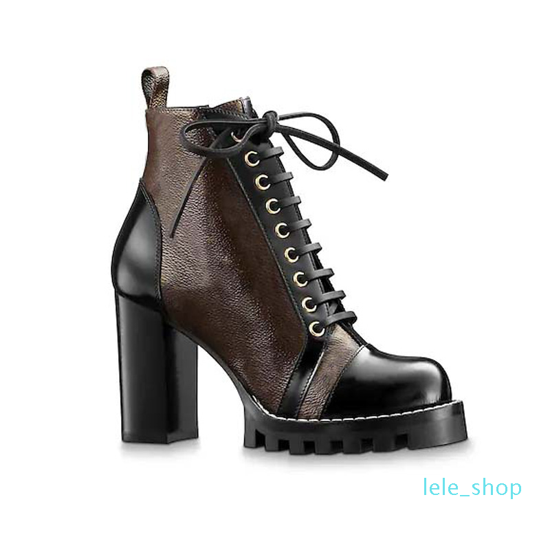 

luxury womens designer boots printing martin booties platform work boot snow boot lady brown black white ankle boots winter shoes new, All black