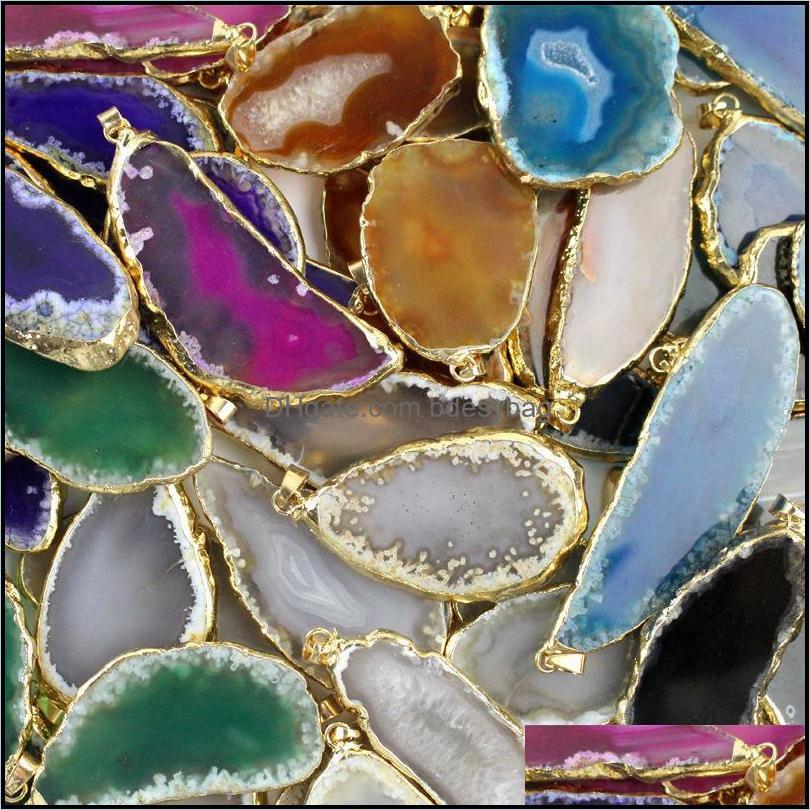 

Pendant Necklaces Pendants Jewelry Reiki Healing Chakra Stone Natural Onyx Agates Mti Colorfu Dhinu