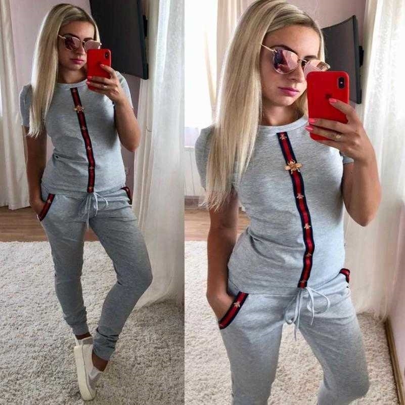

Summer fashion women printed sport suits short-sleeve shirts and pants two piece sets outfits suits tracksuits size ~XL, Black