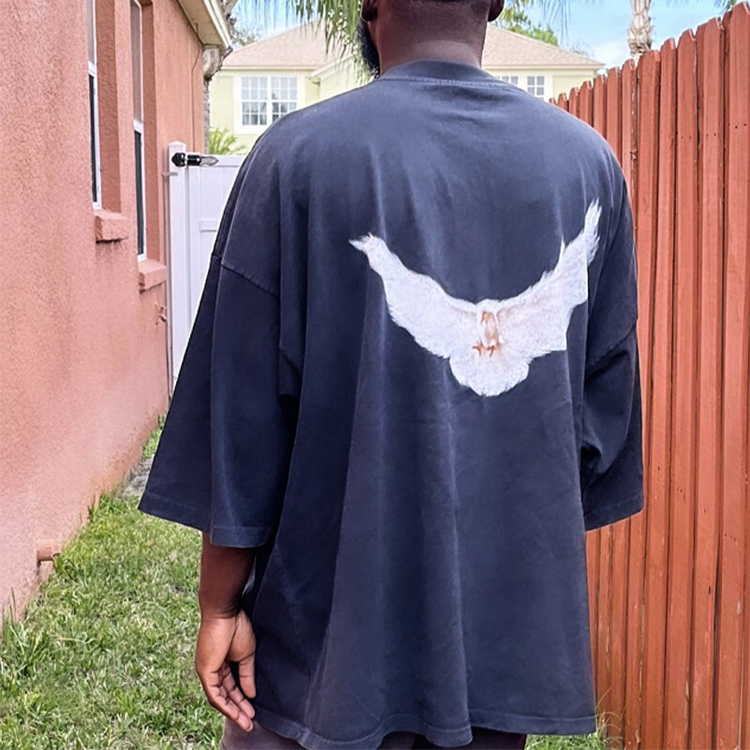 

Peace Dove letter Printed Tee Fashion Man Women T-shirt Hip Hop summer oversize style highstreet FZTX711, Black