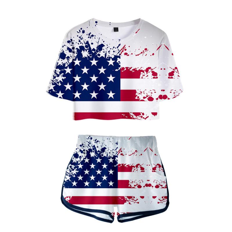 

Women's Tracksuits National Flag Summer Soft Shorts And T-shirts Fashion Women Two Piece Sets Cool 3D Print Crop Top Tracksuit ClothesWomen', 3ddt-246