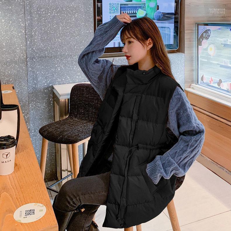 

Women' Vests 2022 Woman Stand Collar Winter Female Solid Style Vest Cotton Padded Thick Sleeveless Jacket Ladies Casual Outwear Q99 Luci22, Black