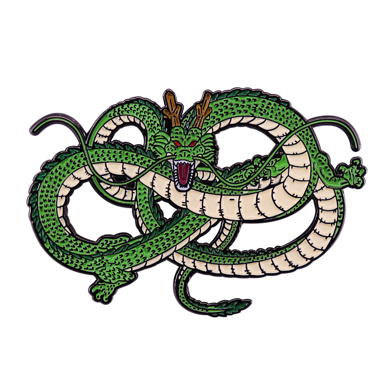 

Anime Summoning God Dragon Hard Enamel Lapel Pins Cartoon Green Dragon Cute Brooch Badge Backpack Ornament Fans Collect Gift, As picture