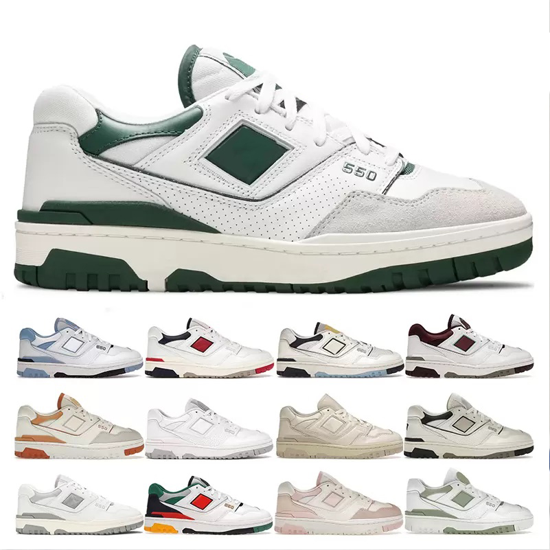 

BB550 B550 Sports basketball Running Shoe White Navy Unisex Outdoor Sneakers New 550 suede upper Rubber outsole Low natural green shoes Designer Trainer Men Women, #1 white red