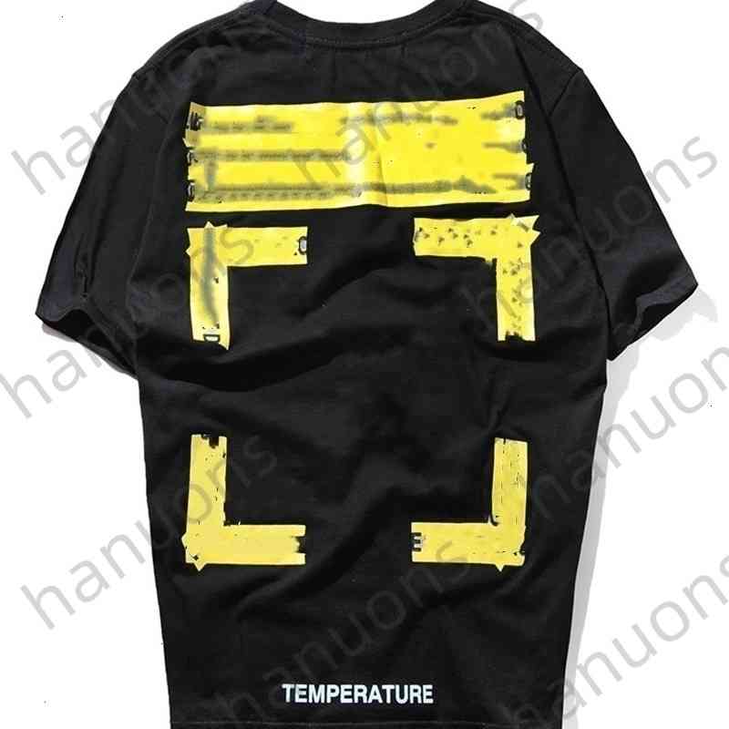 

Men's Off T-shirts Offs White Yellow Warning Strip Printing Student Couple Loose Short Sleeve T-shirt Fashion Printed Letter x the Back, 10