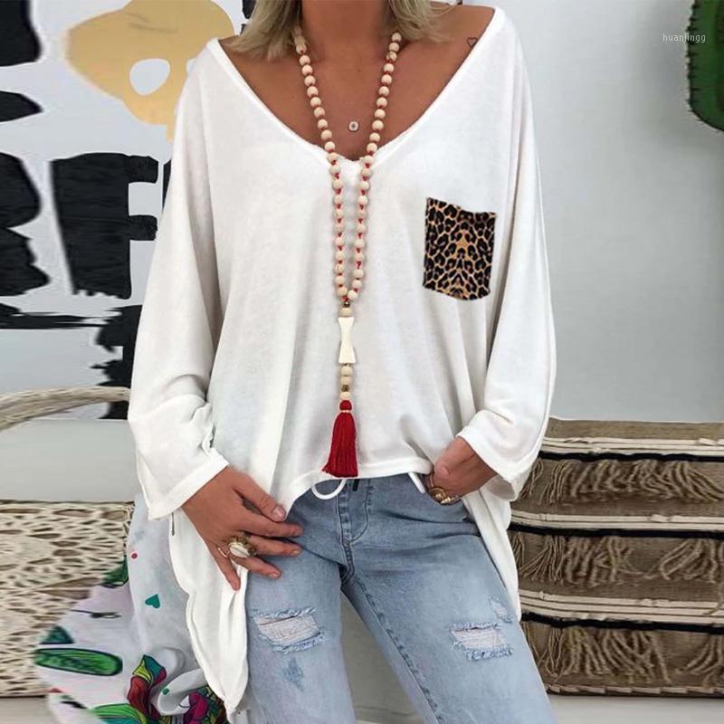 

Fashion Leopard Long Blouse Casual Winter Ladies Loose V-Neck Basic Tops Female Women Sleeve Shirt Blusas Pullover Women' Blouses & Shirts, White