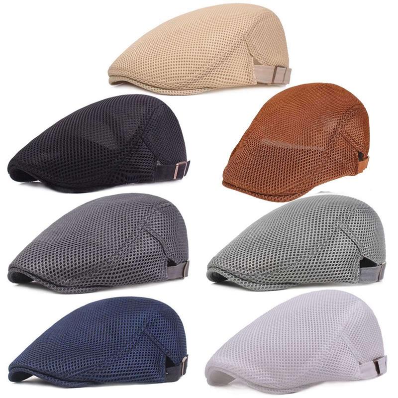 

Berets Men Flat Cap Beret Adjustable Summer Breathable Mesh Hat Sboy, Ht5140dg