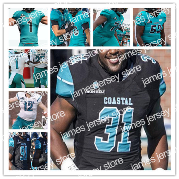

James 2021 Coastal Carolina College Football Jersey Grayson McCall CJ Marable Shermari Jones Kameron Brown Sam Denmark Reese White Teddy Gallagher, Men black with 150th