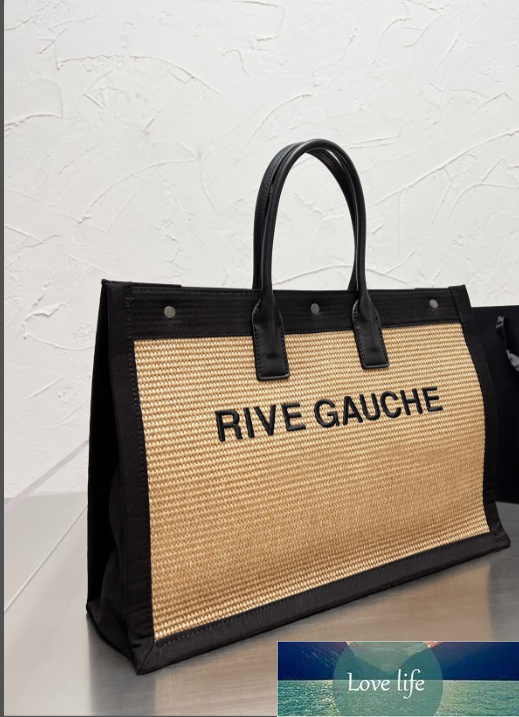 

Rive Gauche Women handbags Tote Bag shopping bag handbag high quality fashion linen Large Beach bags luxury designer travel bag, Black