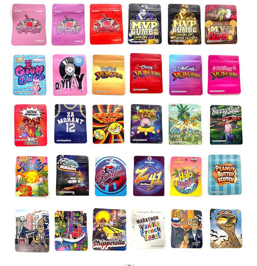 

GUMBO mylar bags empty smell proof baggies gift edible packaging 3.5g Cake mix pomelo Blanco Grandiflora lemonchello honey bun berry pie resealable bag