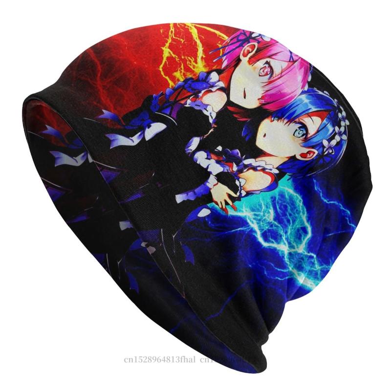 

Berets Bonnet Hats Re Zero Anime Natsuki Men Women's Rem Ram Cool Winter Warm Cap Hip Hop Skullies Beanies CapsBerets BeretsBerets, Black