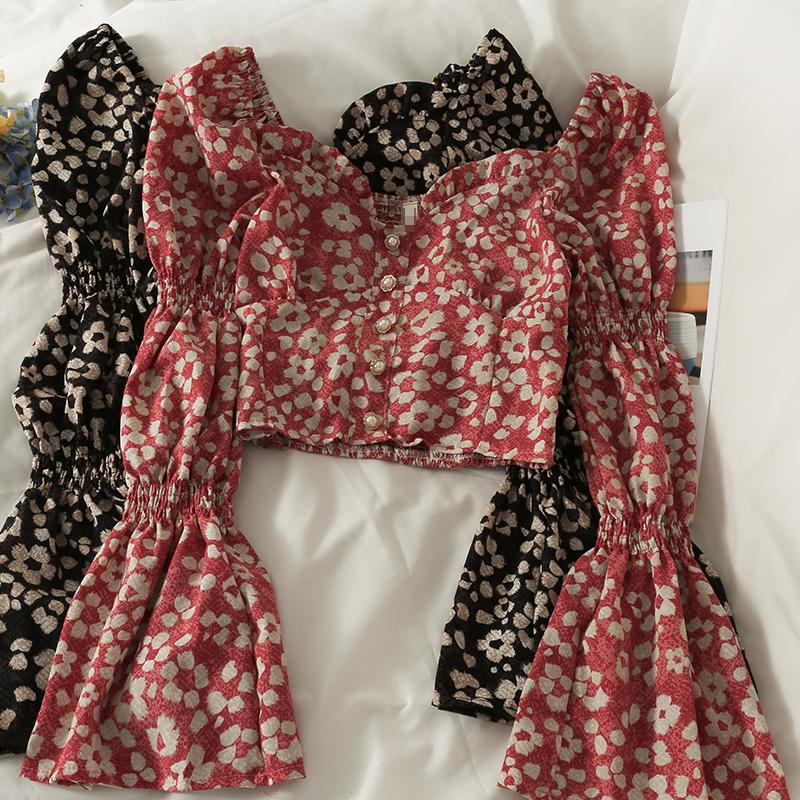 

Women's Blouses & Shirts Womens Tops And Crop Top Mujer Woman Blouse Long Sleeve Pull Vetement Femme Floral Shirt DropWomen's, Khaki