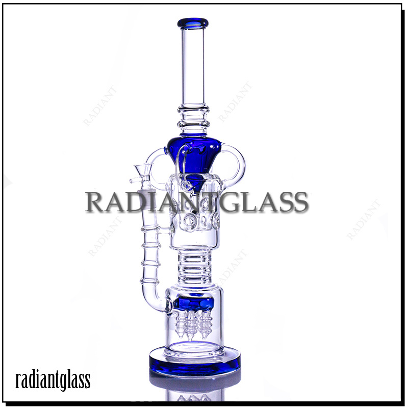 

17.5'' Tall Glass Bong Pipe Hookah Smoking Recycler Lookah Big Tubes Multiple Colours